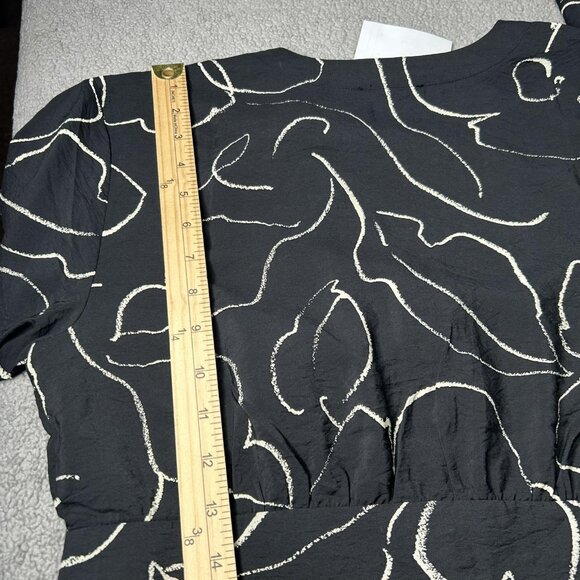 Madewell Blouse Womens M Lusterweave Black Abstract Button Front Cropped Top - Picture 14 of 15